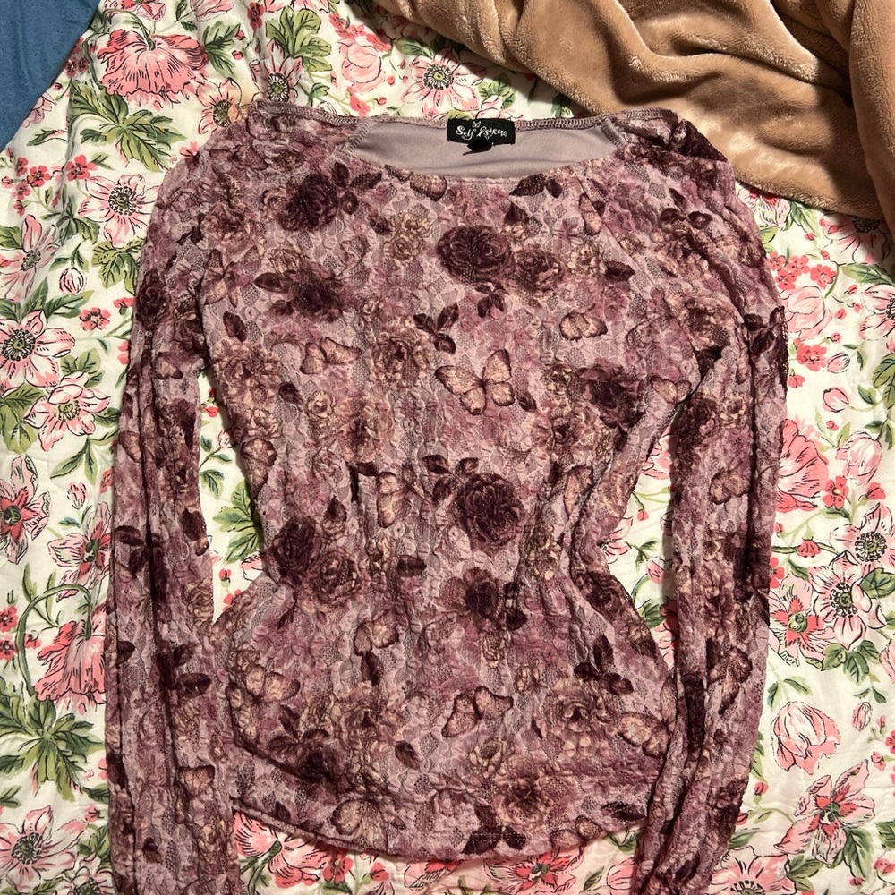 Floral Velvet Long Sleeve Top